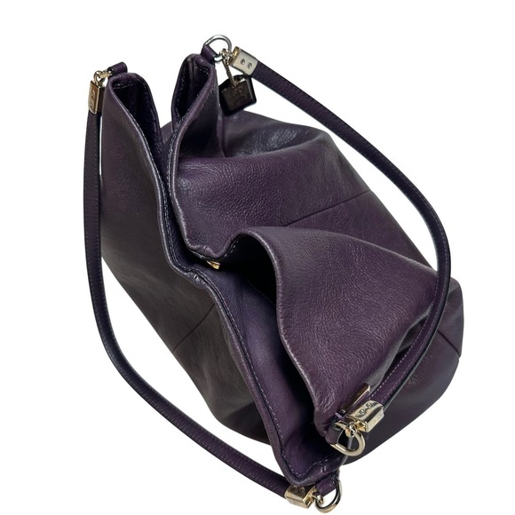 Coach Madison Phoebe Purple Pebbled Leather 3 Compartment Silver Hardware - Picture 7 of 12